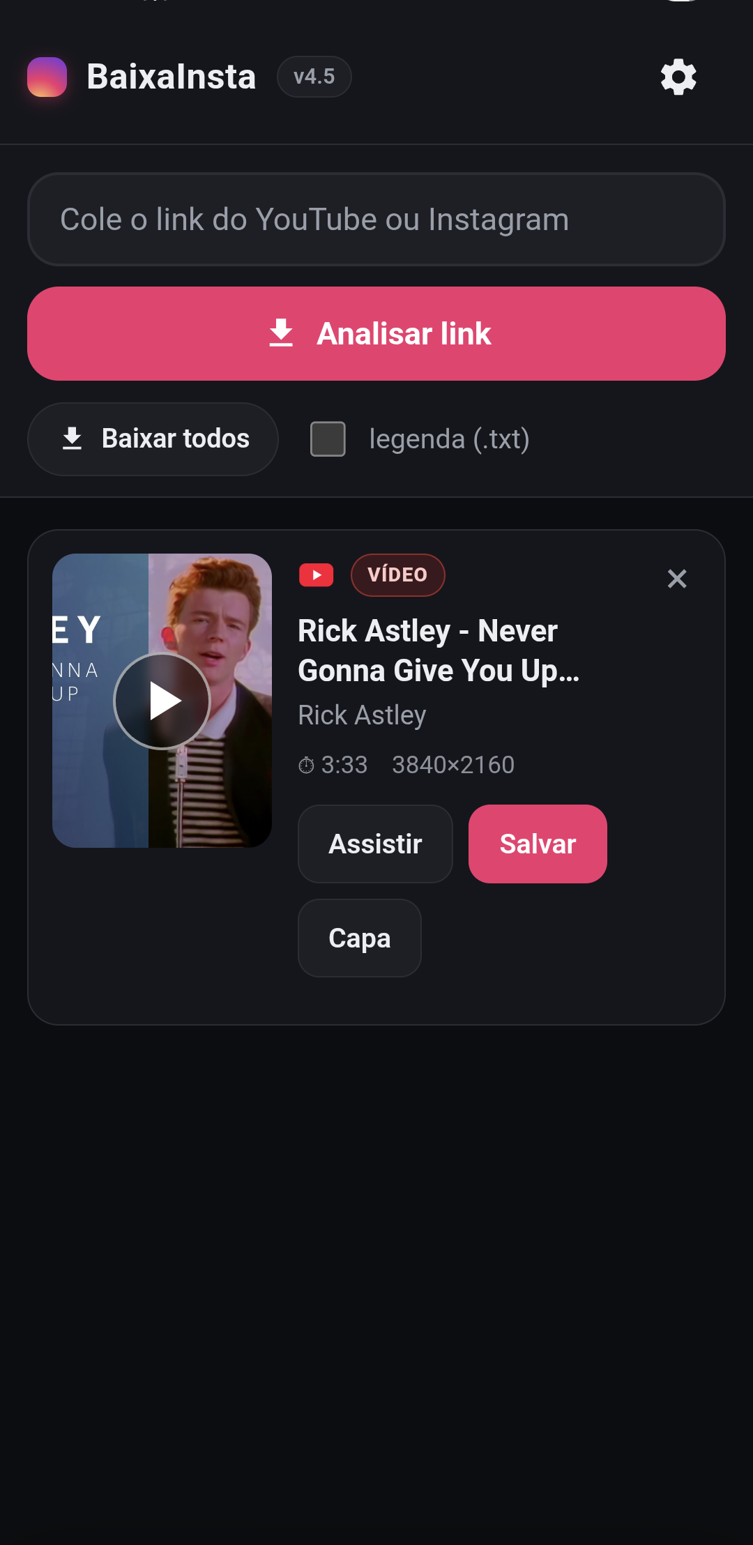 Card de um vídeo do YouTube pronto pra baixar